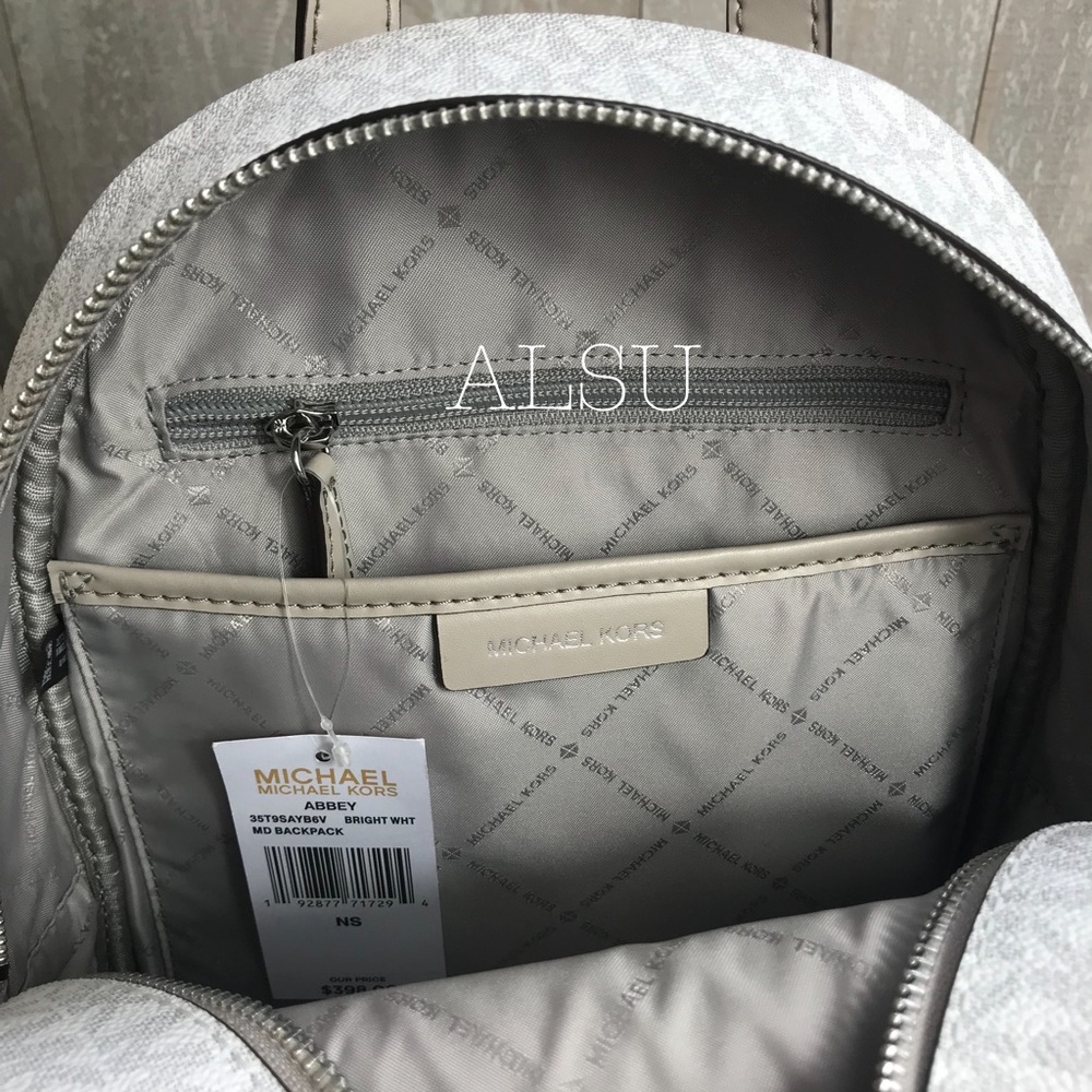 Michael Kors Abbey Med Backpack MiniLogo Br White - Picture 5 of 6